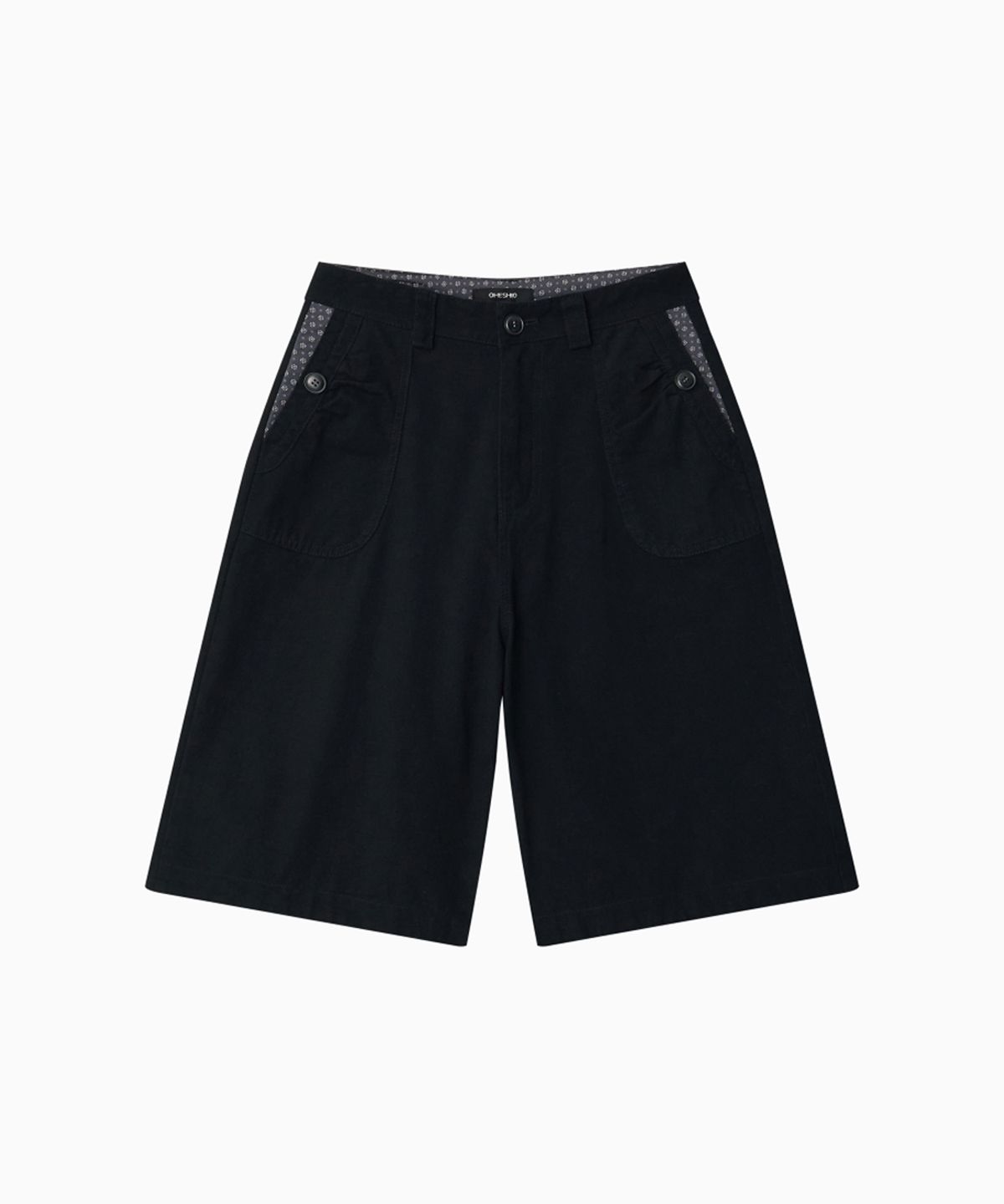 오헤시오(OHESHIO) SHIRRING POCKET BERMUDA PANTS, BLACK