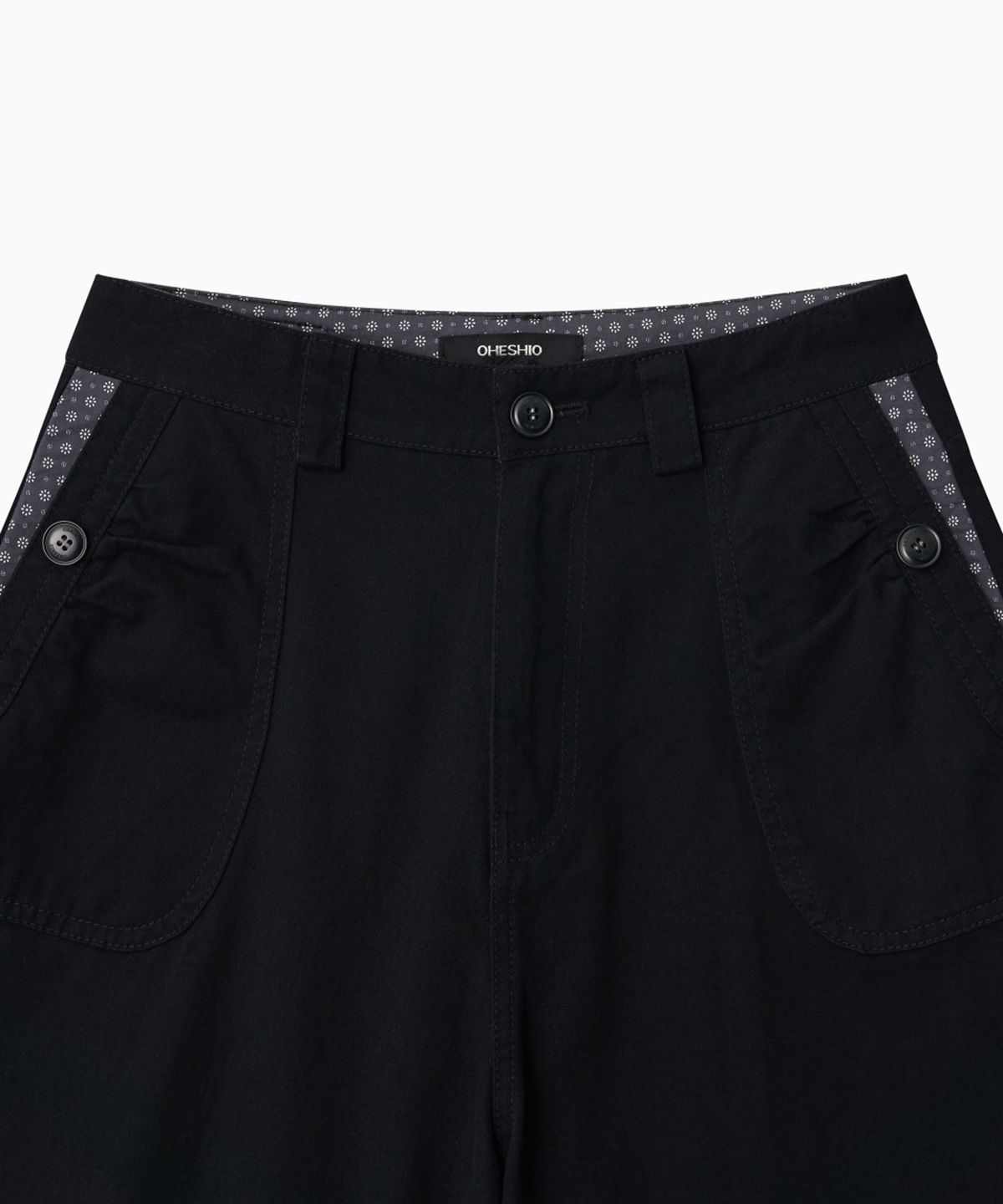 오헤시오(OHESHIO) SHIRRING POCKET BERMUDA PANTS, BLACK