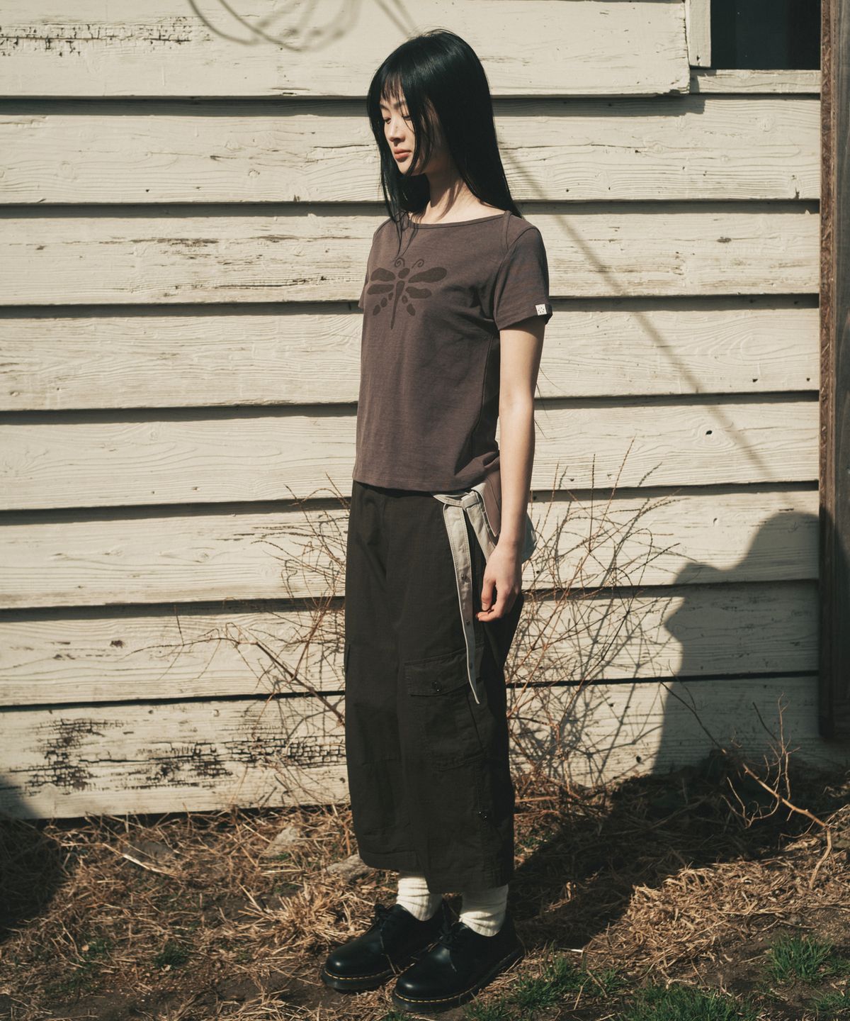 오헤시오(OHESHIO) CARGO POCKET ROLL-UP PANTS, BROWN