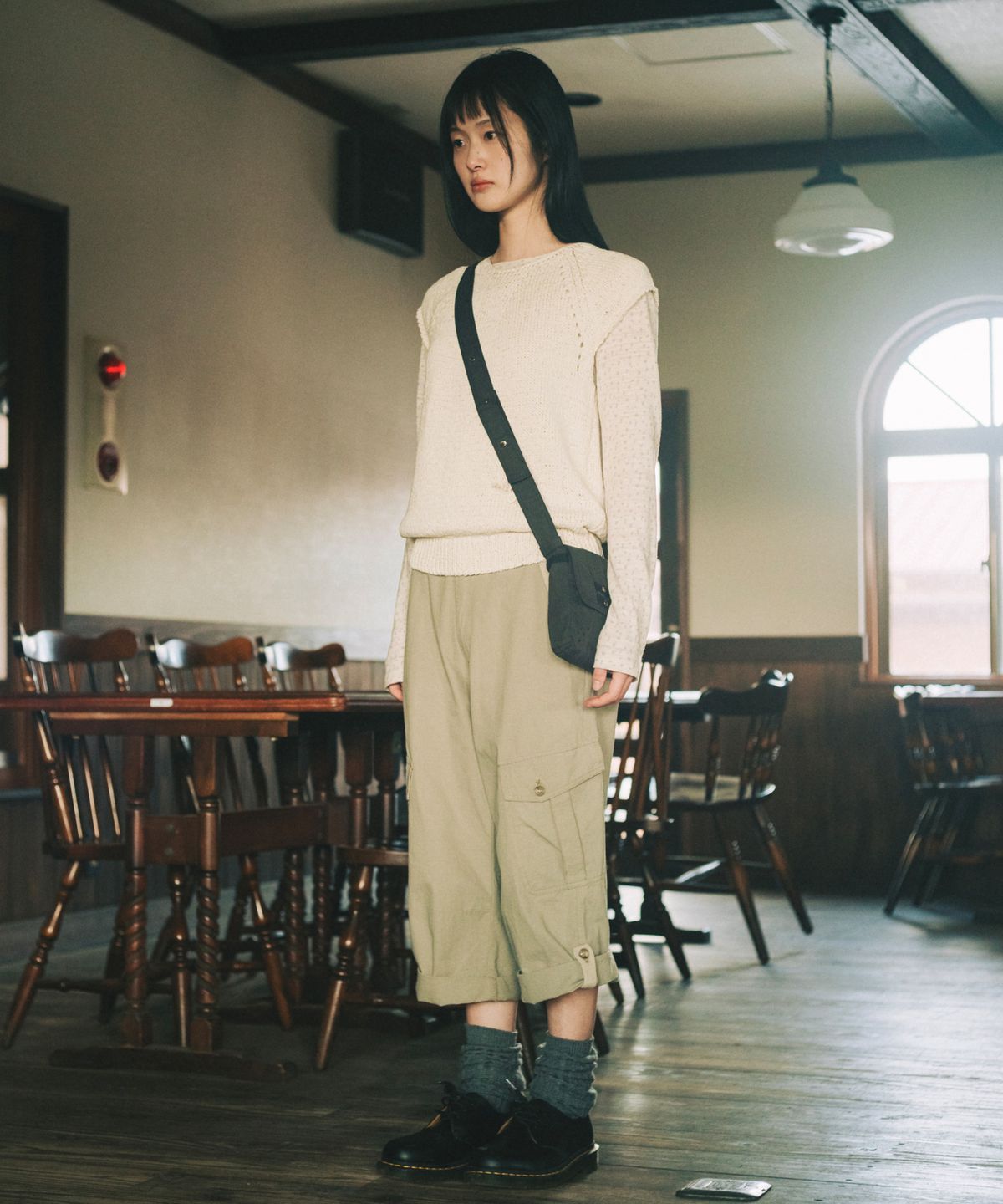 오헤시오(OHESHIO) CARGO POCKET ROLL-UP PANTS, KHAKI