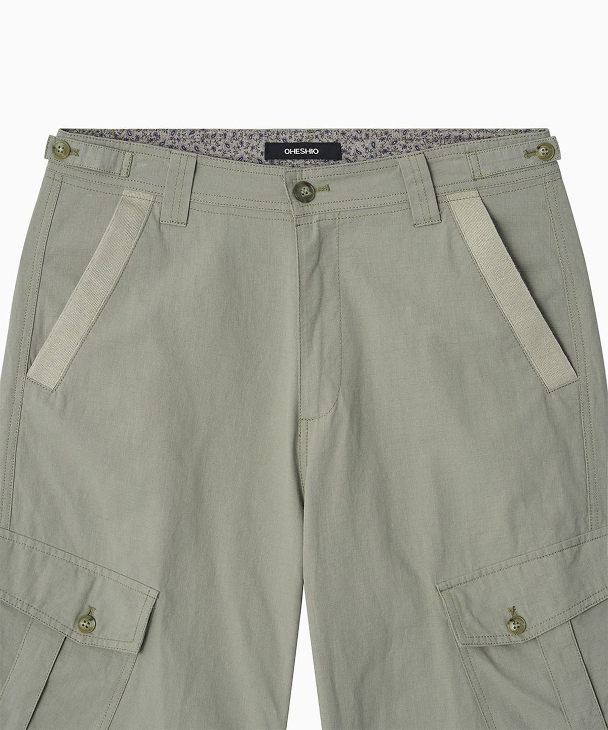 오헤시오(OHESHIO) CARGO POCKET ROLL-UP PANTS, KHAKI