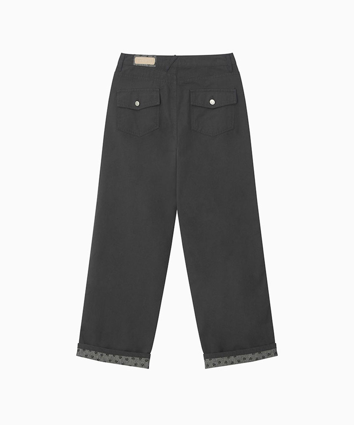 오헤시오(OHESHIO) FLORAL ROLL-UP COTTON PANTS, CHARCOAL