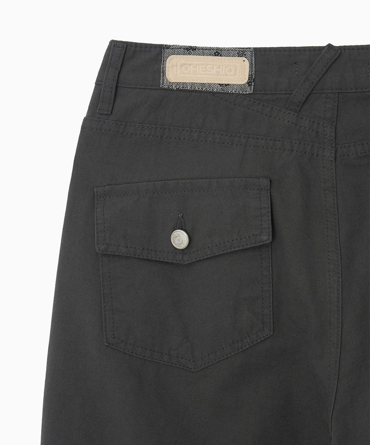 오헤시오(OHESHIO) FLORAL ROLL-UP COTTON PANTS, CHARCOAL