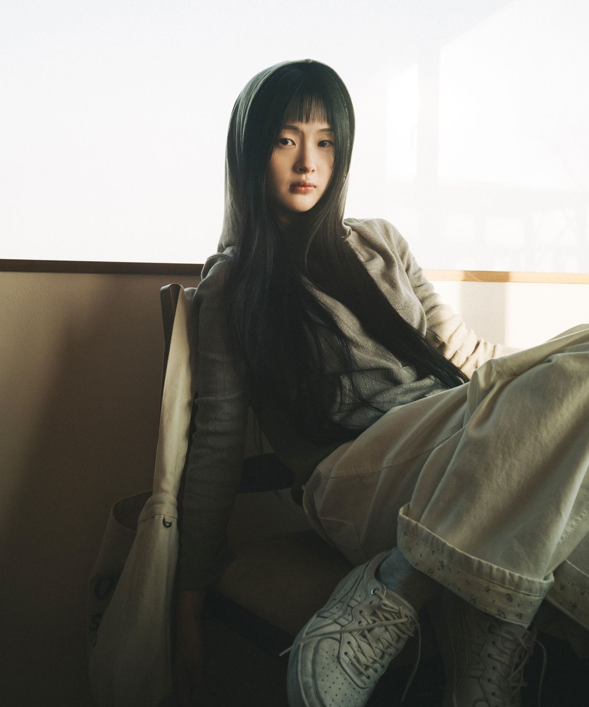 오헤시오(OHESHIO) FLORAL ROLL-UP COTTON PANTS, IVORY
