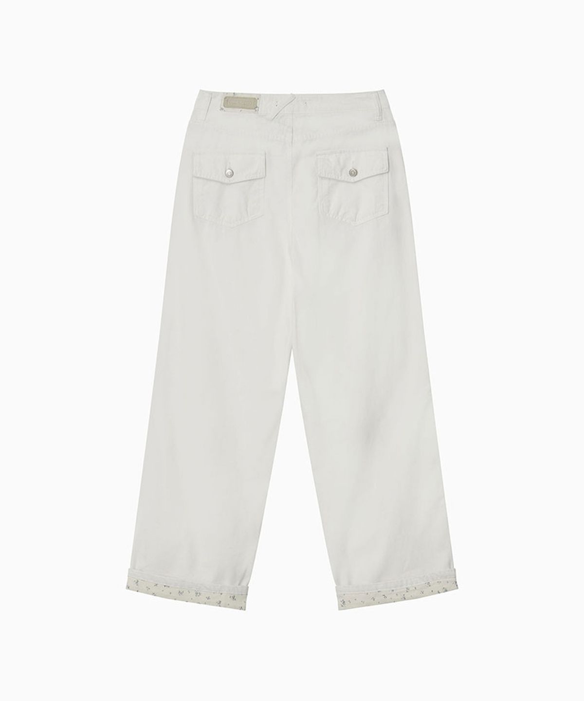 오헤시오(OHESHIO) FLORAL ROLL-UP COTTON PANTS, IVORY