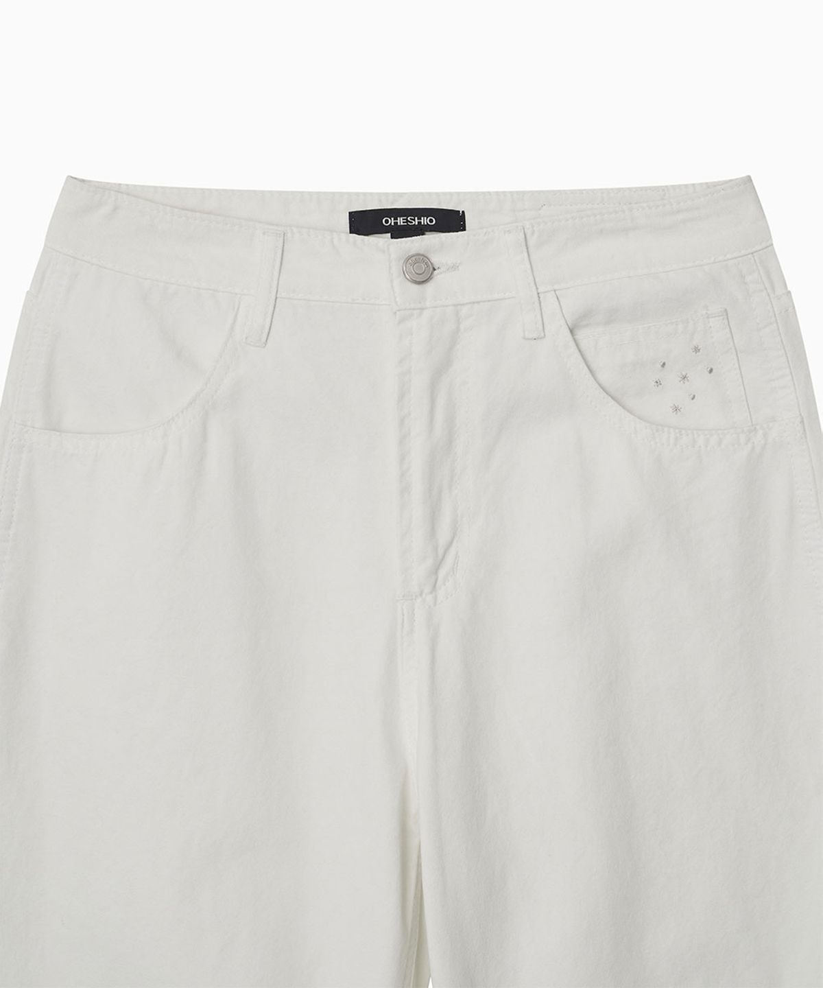 오헤시오(OHESHIO) FLORAL ROLL-UP COTTON PANTS, IVORY