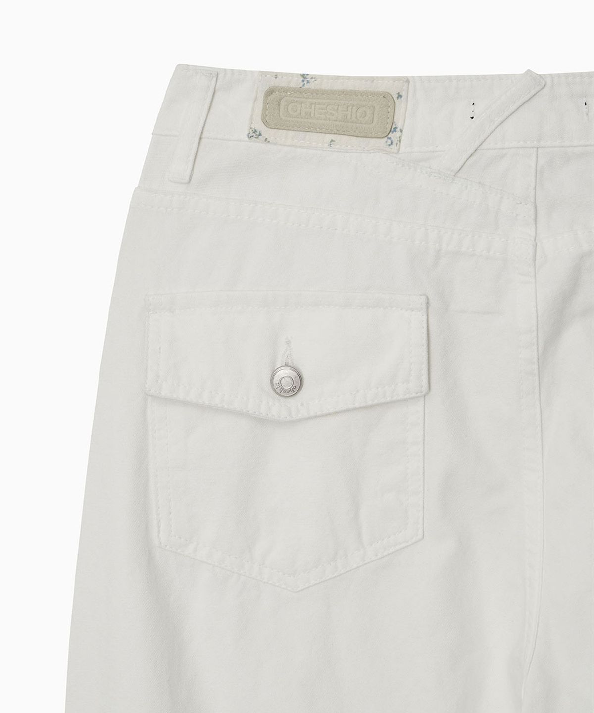 오헤시오(OHESHIO) FLORAL ROLL-UP COTTON PANTS, IVORY