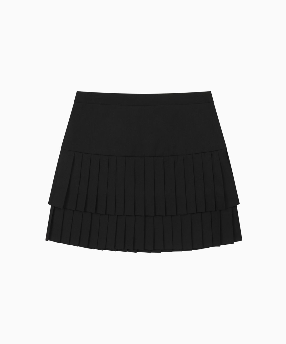 오헤시오(OHESHIO) SIDE BUTTON DOUBLE PLEATED MINI SKIRT, BLACK
