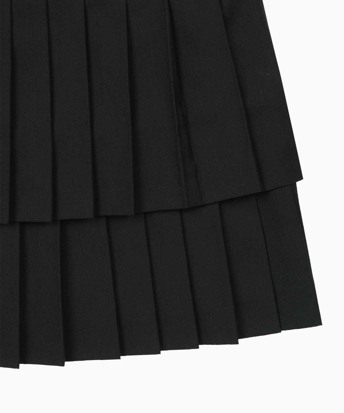 오헤시오(OHESHIO) SIDE BUTTON DOUBLE PLEATED MINI SKIRT, BLACK