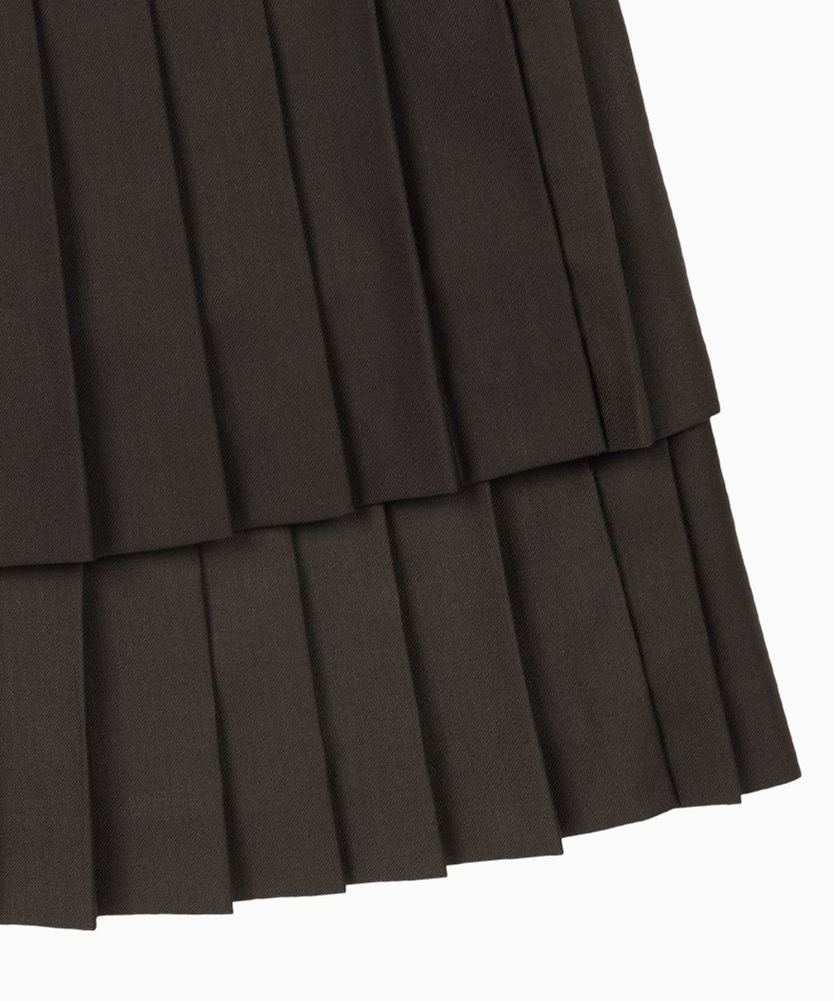 오헤시오(OHESHIO) SIDE BUTTON DOUBLE PLEATED MINI SKIRT, BROWN