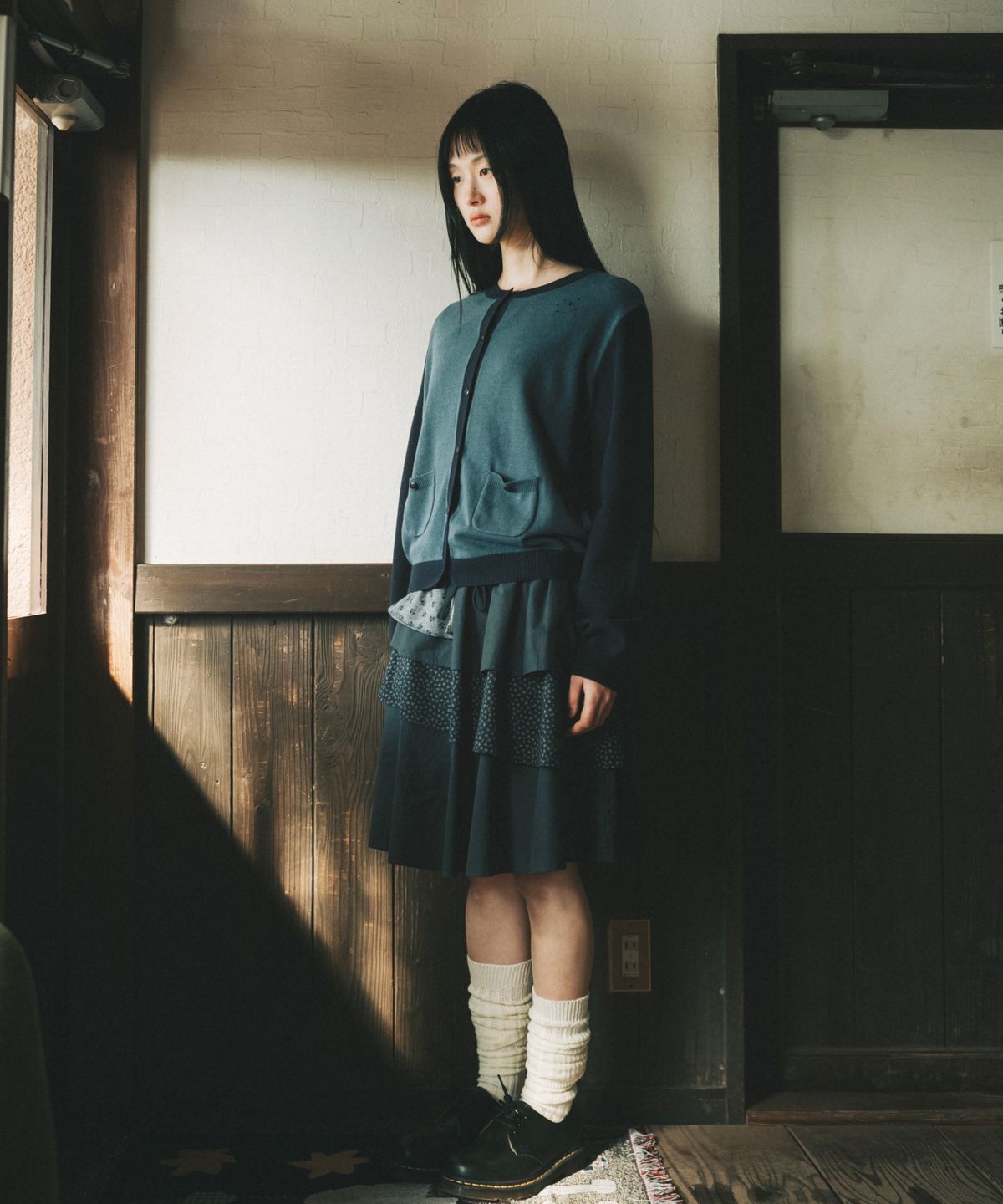 오헤시오(OHESHIO) CANCAN LAYERED SKIRT, FLORAL NAVY