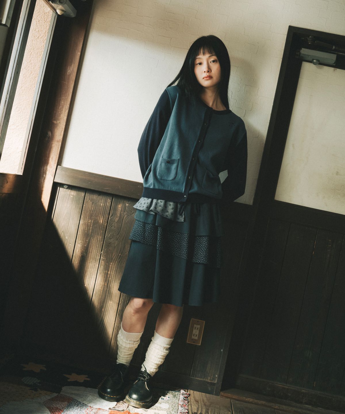 오헤시오(OHESHIO) CANCAN LAYERED SKIRT, FLORAL NAVY