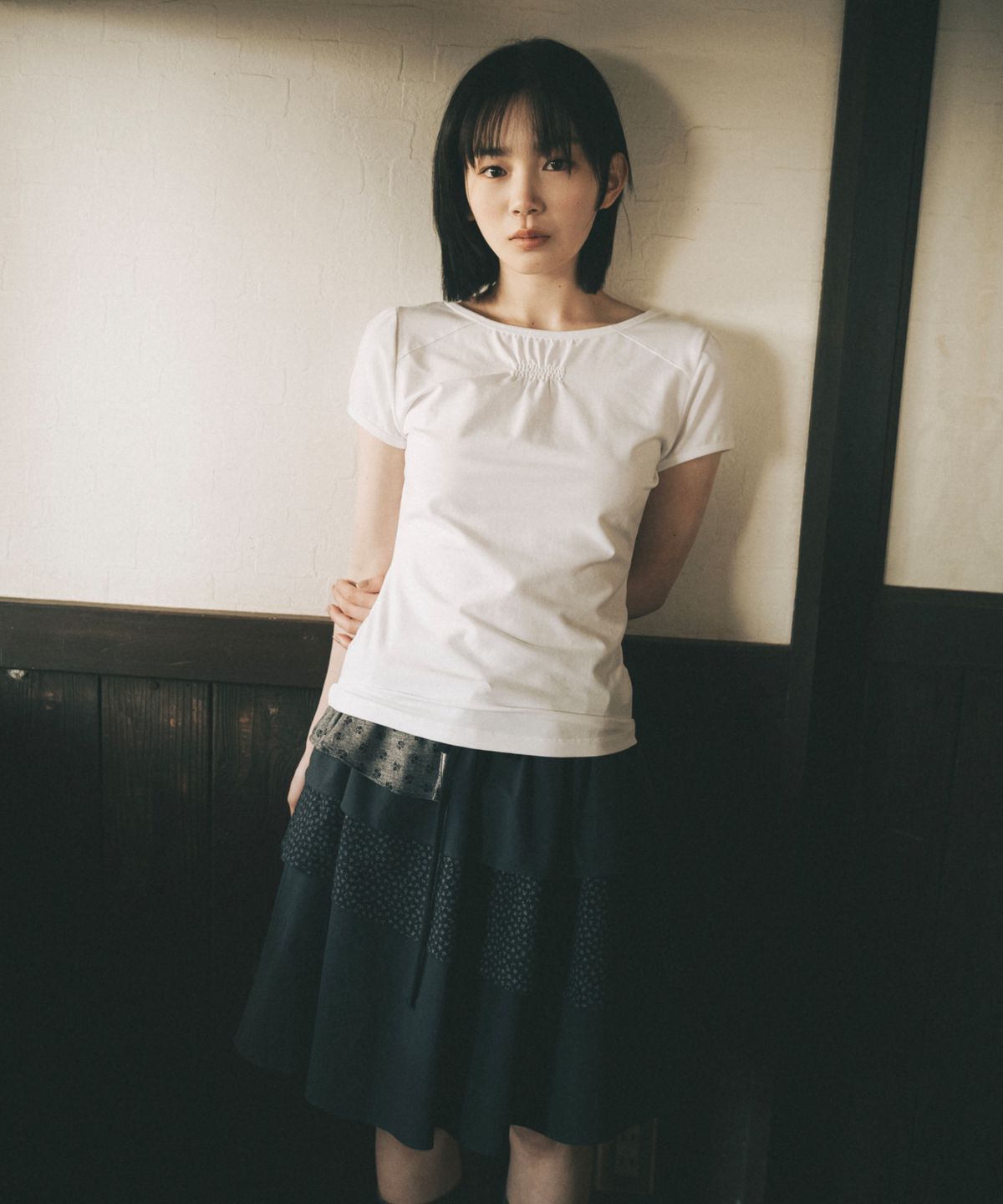 오헤시오(OHESHIO) CANCAN LAYERED SKIRT, FLORAL NAVY