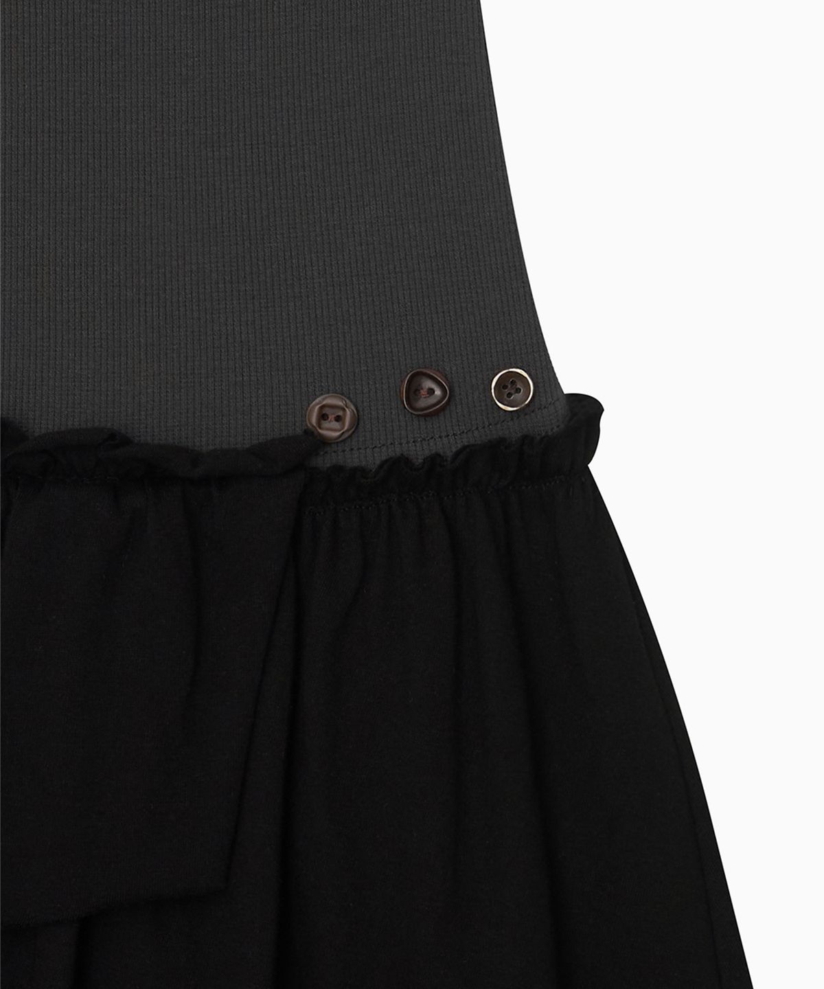 오헤시오(OHESHIO) SHIRRING LAYERED DRESS, CHARCOAL