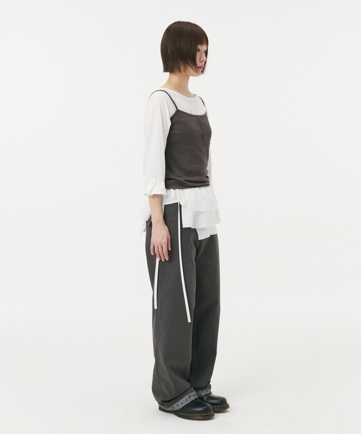 오헤시오(OHESHIO) STITCH BUTTON SLEEVELESS, BROWN
