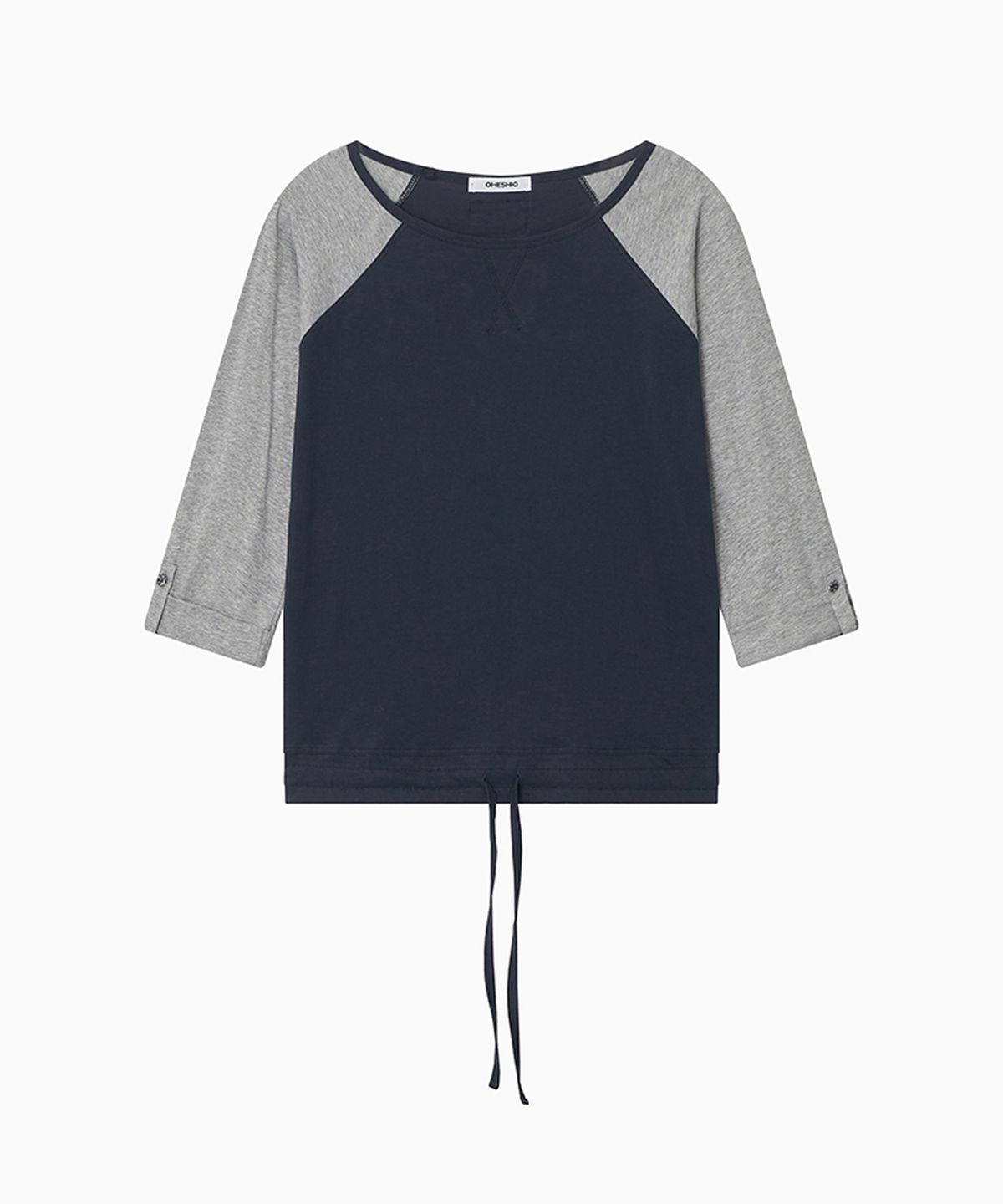 오헤시오(OHESHIO) ROLL-UP DOT LABEL TEE, NAVY
