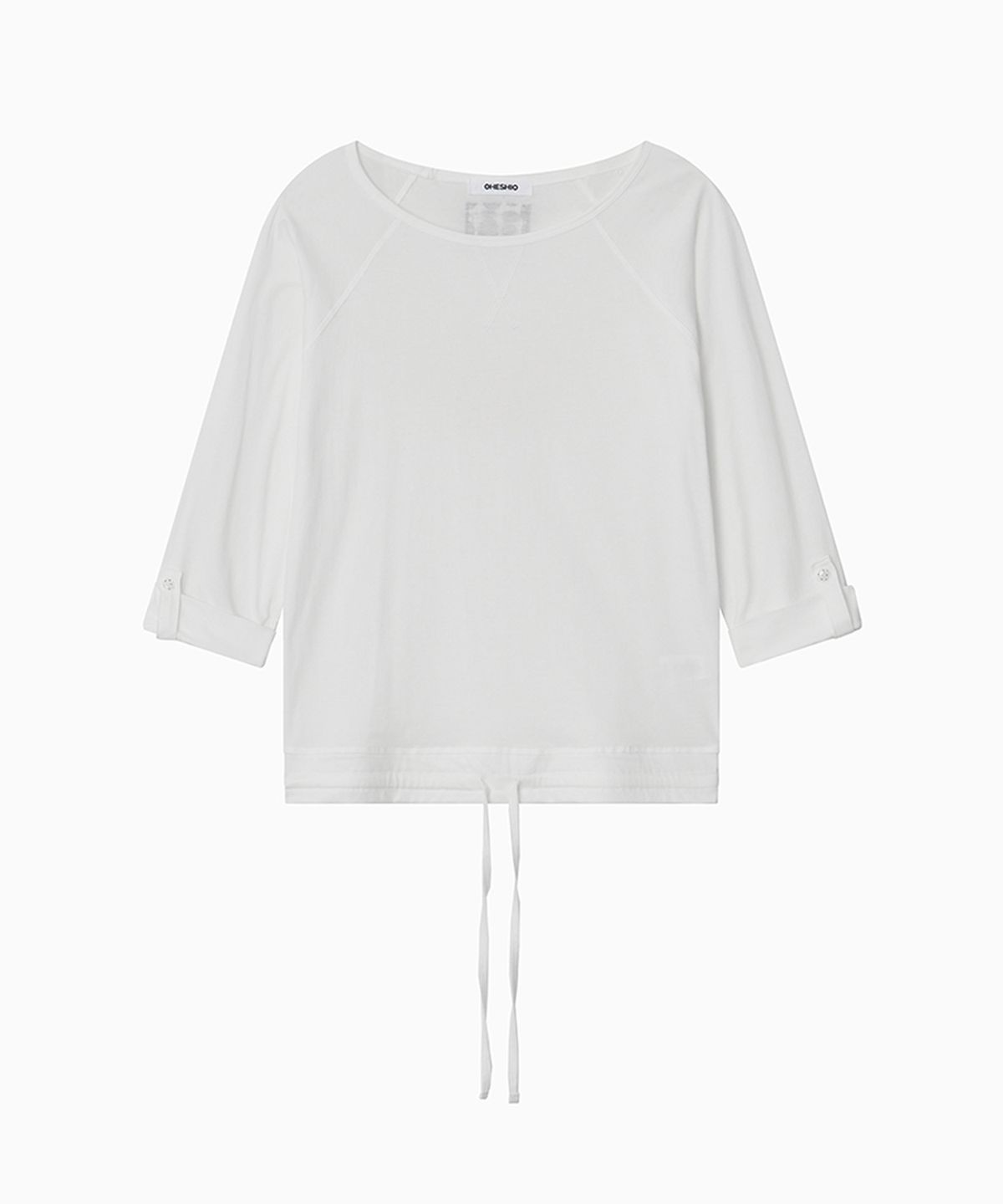 오헤시오(OHESHIO) ROLL-UP DOT LABEL TEE, IVORY