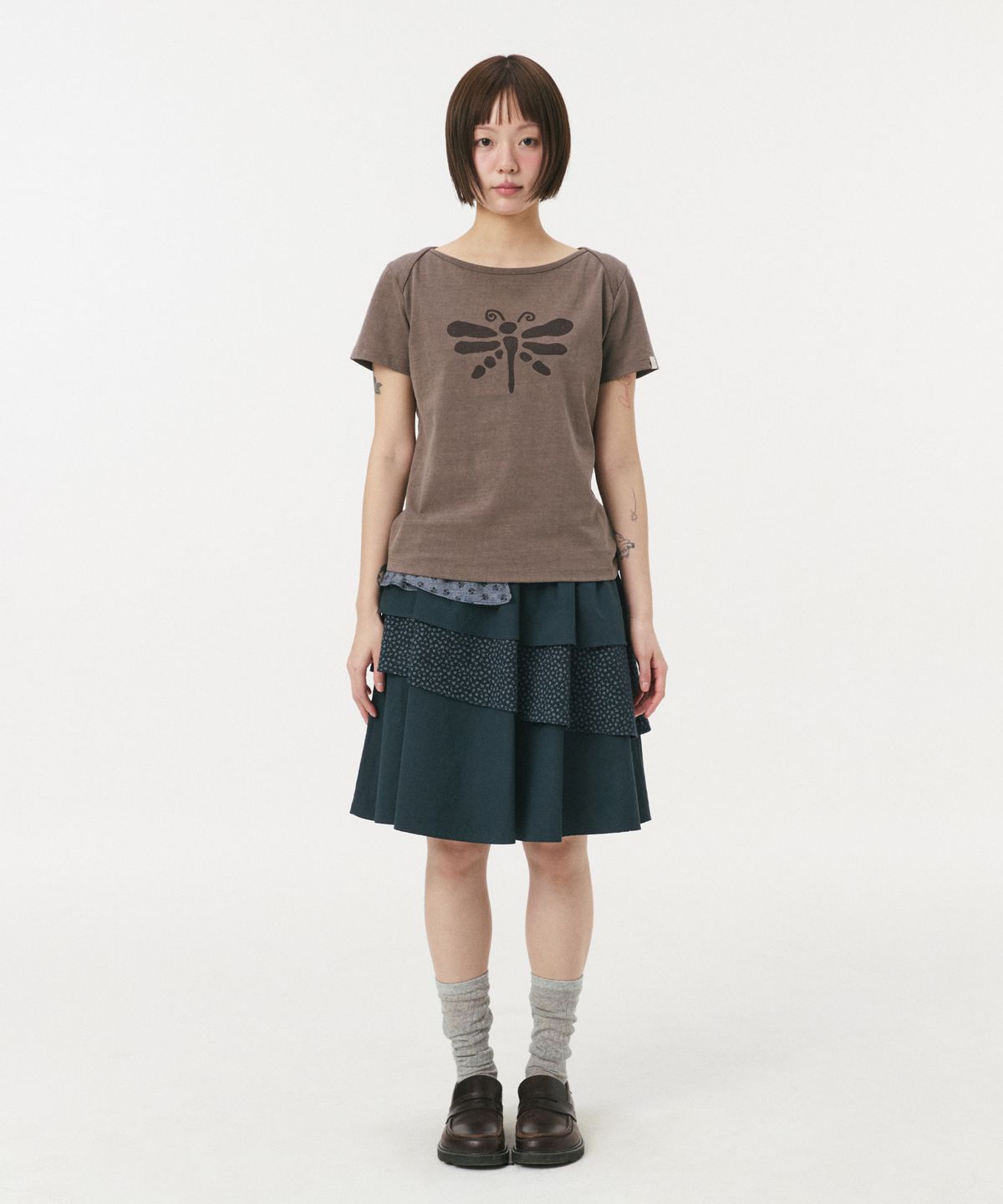 오헤시오(OHESHIO) VINTAGE DRAGONFLY SLIM T-SHIRT, BROWN