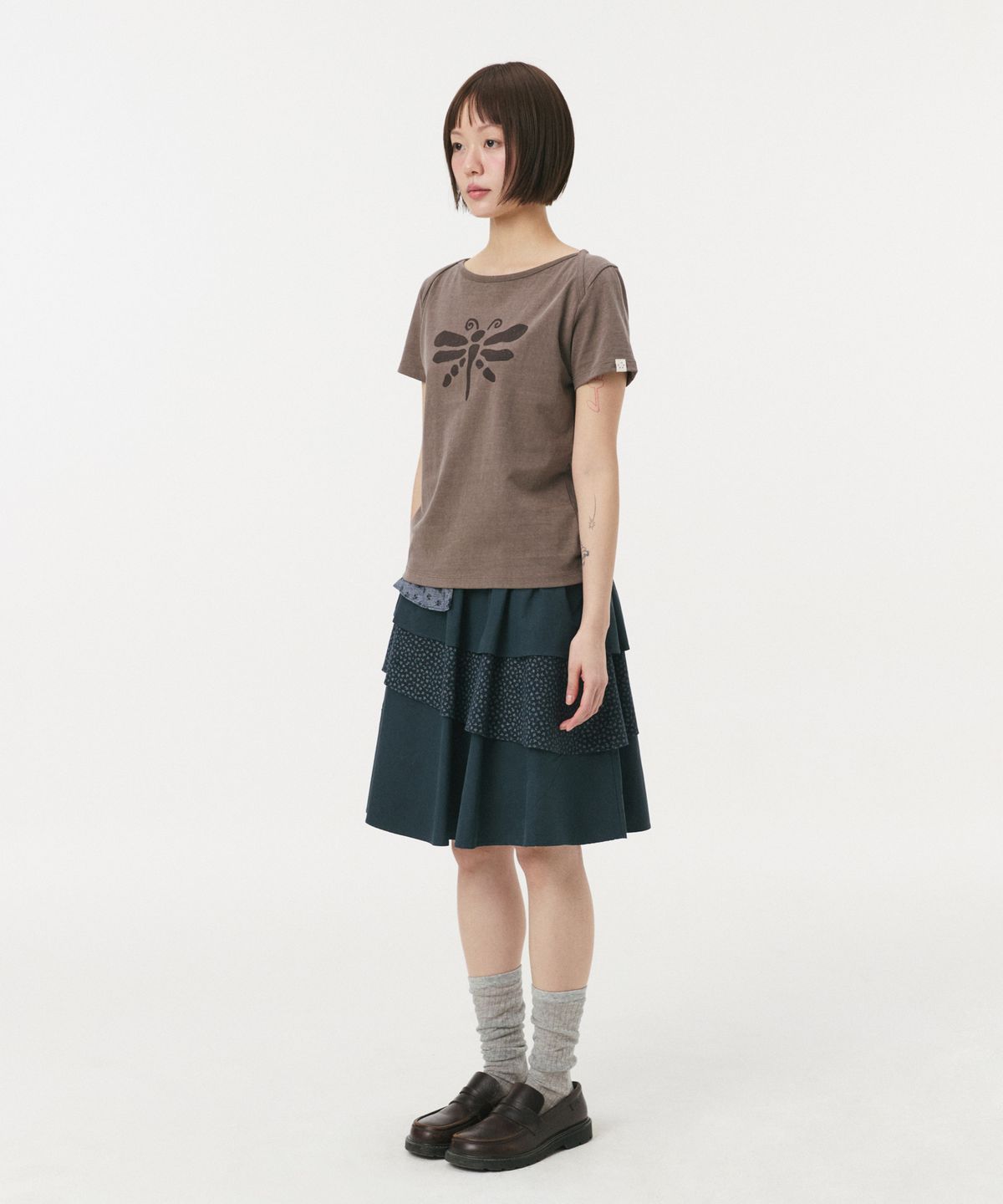 오헤시오(OHESHIO) VINTAGE DRAGONFLY SLIM T-SHIRT, BROWN