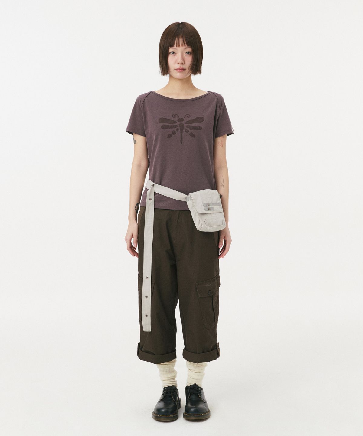 오헤시오(OHESHIO) VINTAGE DRAGONFLY SLIM T-SHIRT, PURPLE