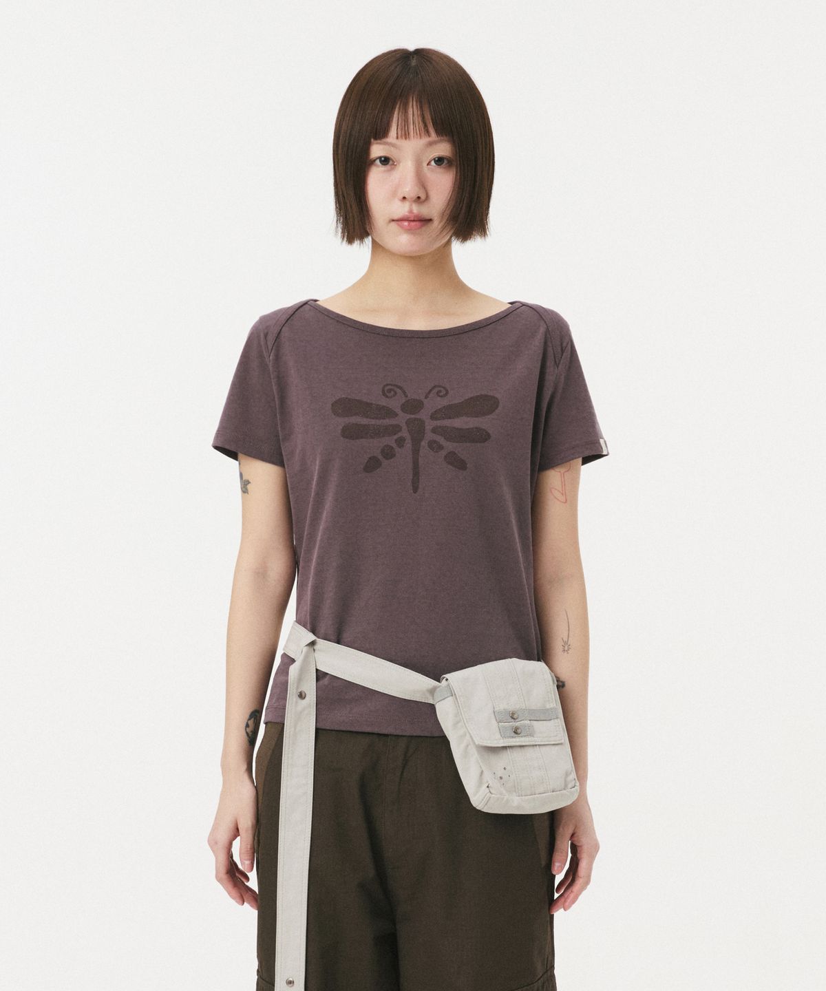 오헤시오(OHESHIO) VINTAGE DRAGONFLY SLIM T-SHIRT, PURPLE