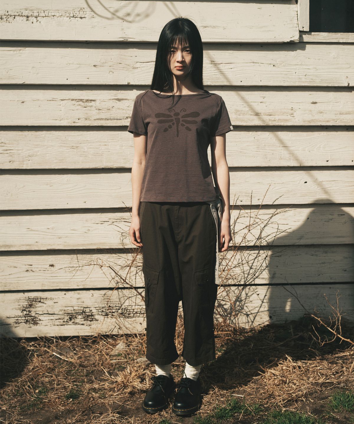 오헤시오(OHESHIO) VINTAGE DRAGONFLY SLIM T-SHIRT, PURPLE