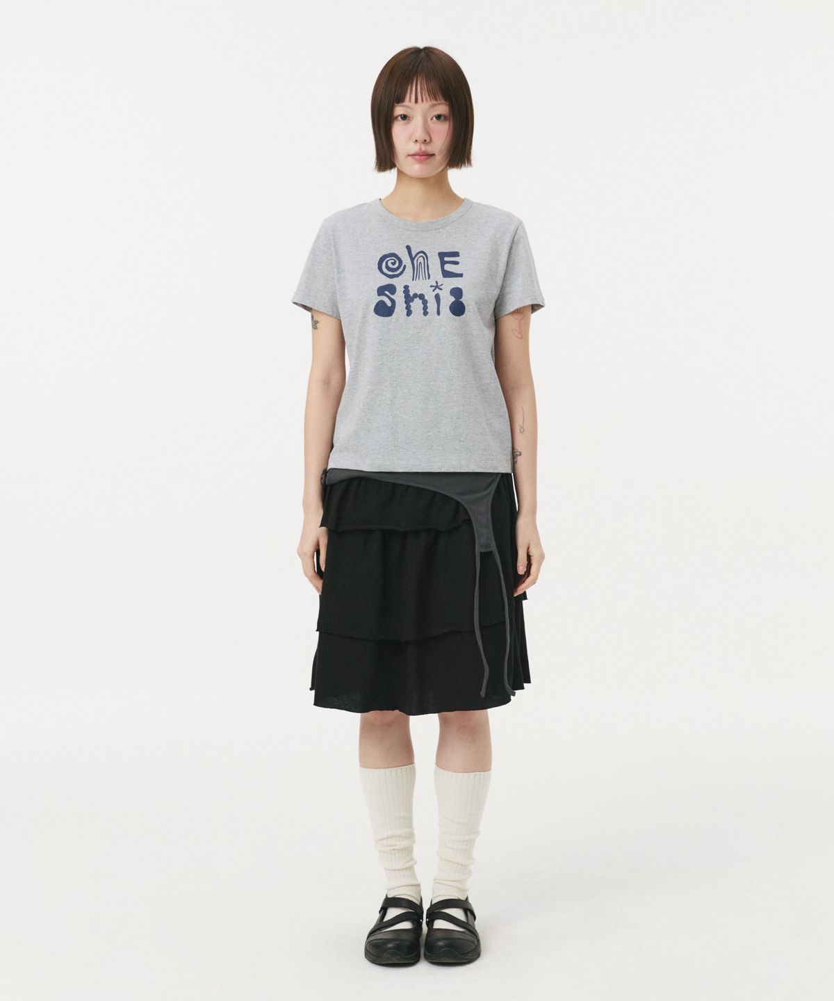 오헤시오(OHESHIO) ART LOGO T-SHIRT, MELANGE