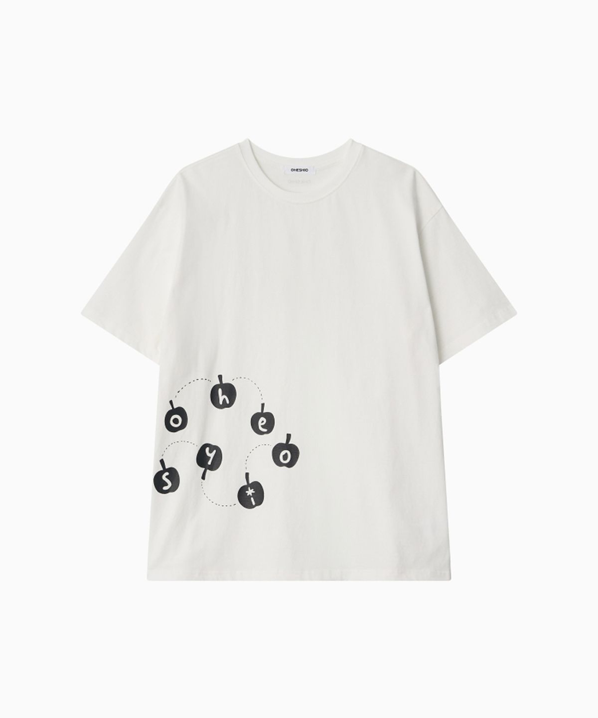 오헤시오(OHESHIO) MINI APPLE LOGO OVERFIT T-SHIRT, WHITE