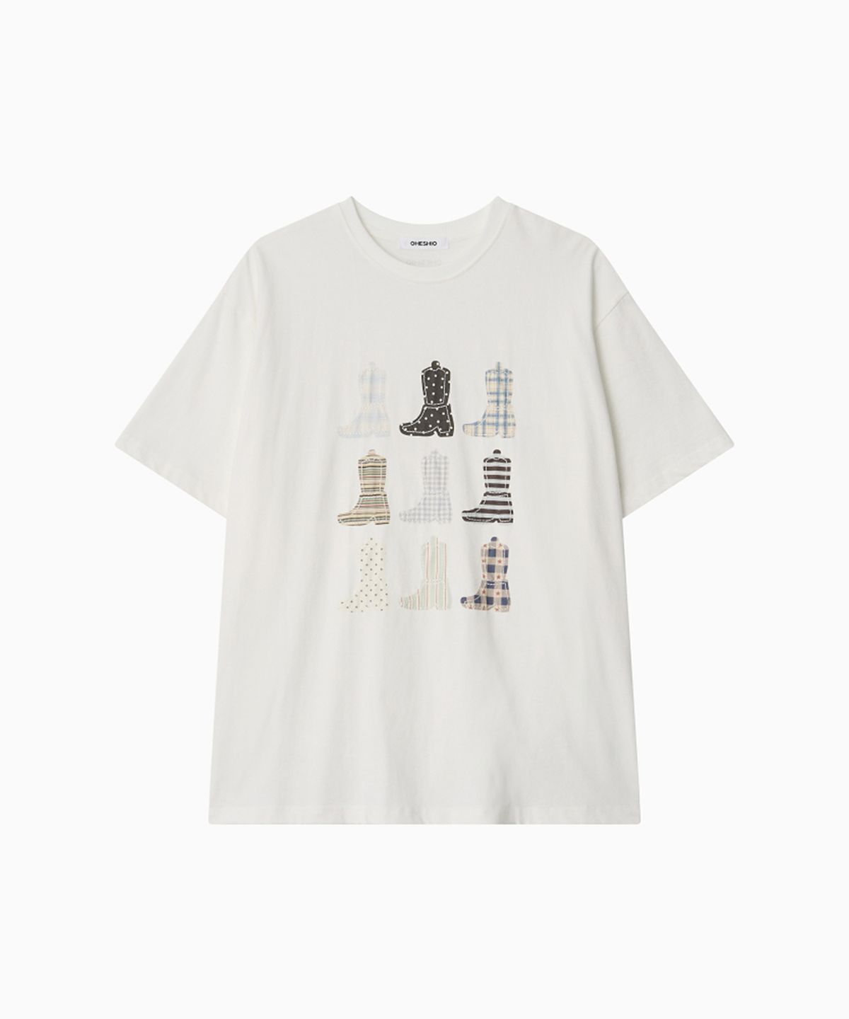 오헤시오(OHESHIO) PONY BOOTS OVERFIT T-SHIRT, WHITE