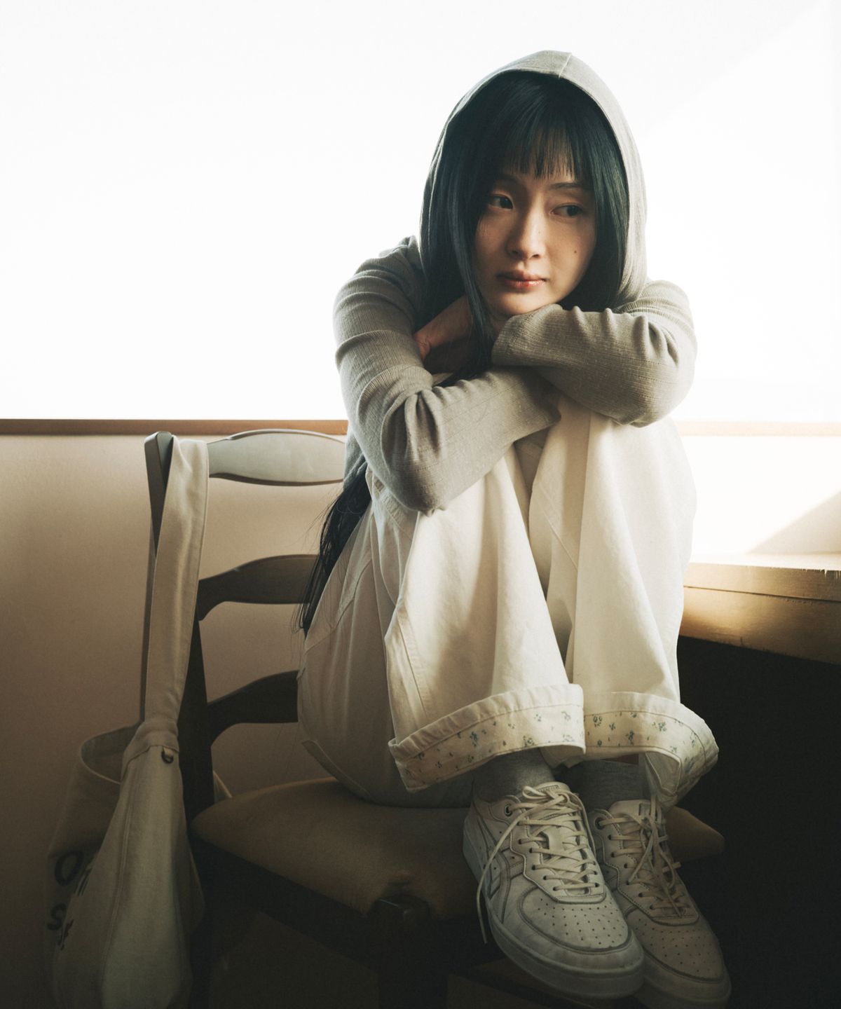 오헤시오(OHESHIO) BUTTON HOODED LONG SLEEVE, KHAKI