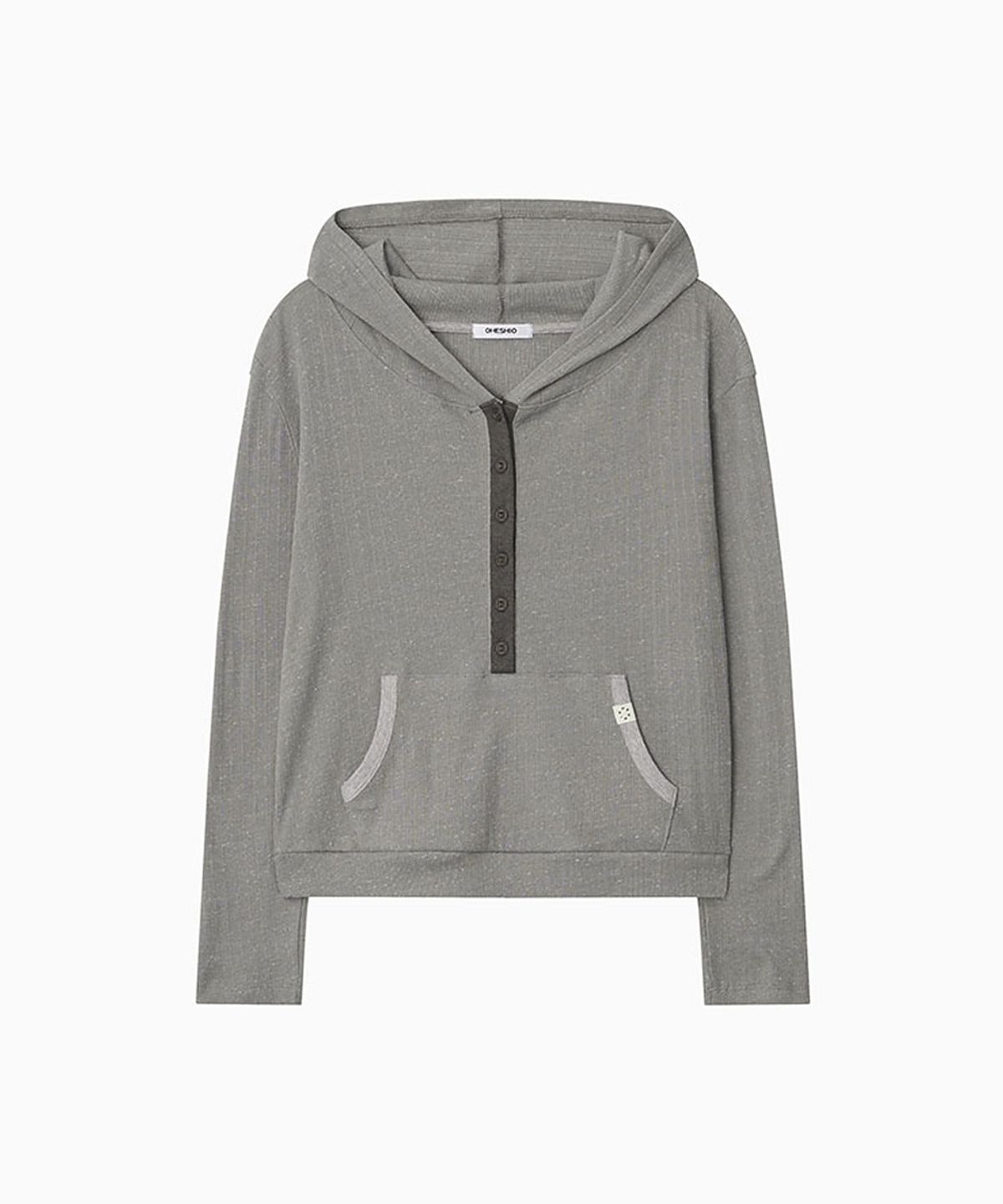 오헤시오(OHESHIO) BUTTON HOODED LONG SLEEVE, KHAKI