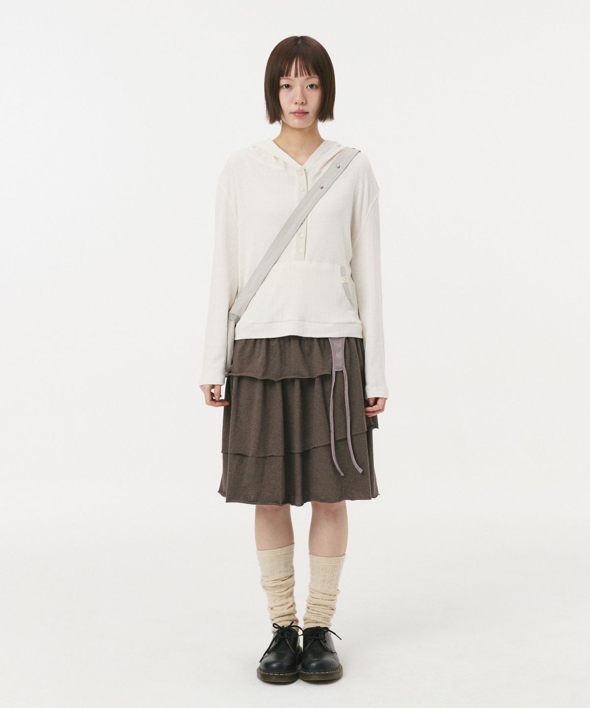 오헤시오(OHESHIO) BUTTON HOODED LONG SLEEVE, IVORY