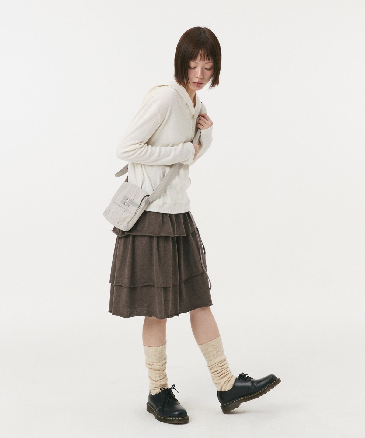 오헤시오(OHESHIO) BUTTON HOODED LONG SLEEVE, IVORY
