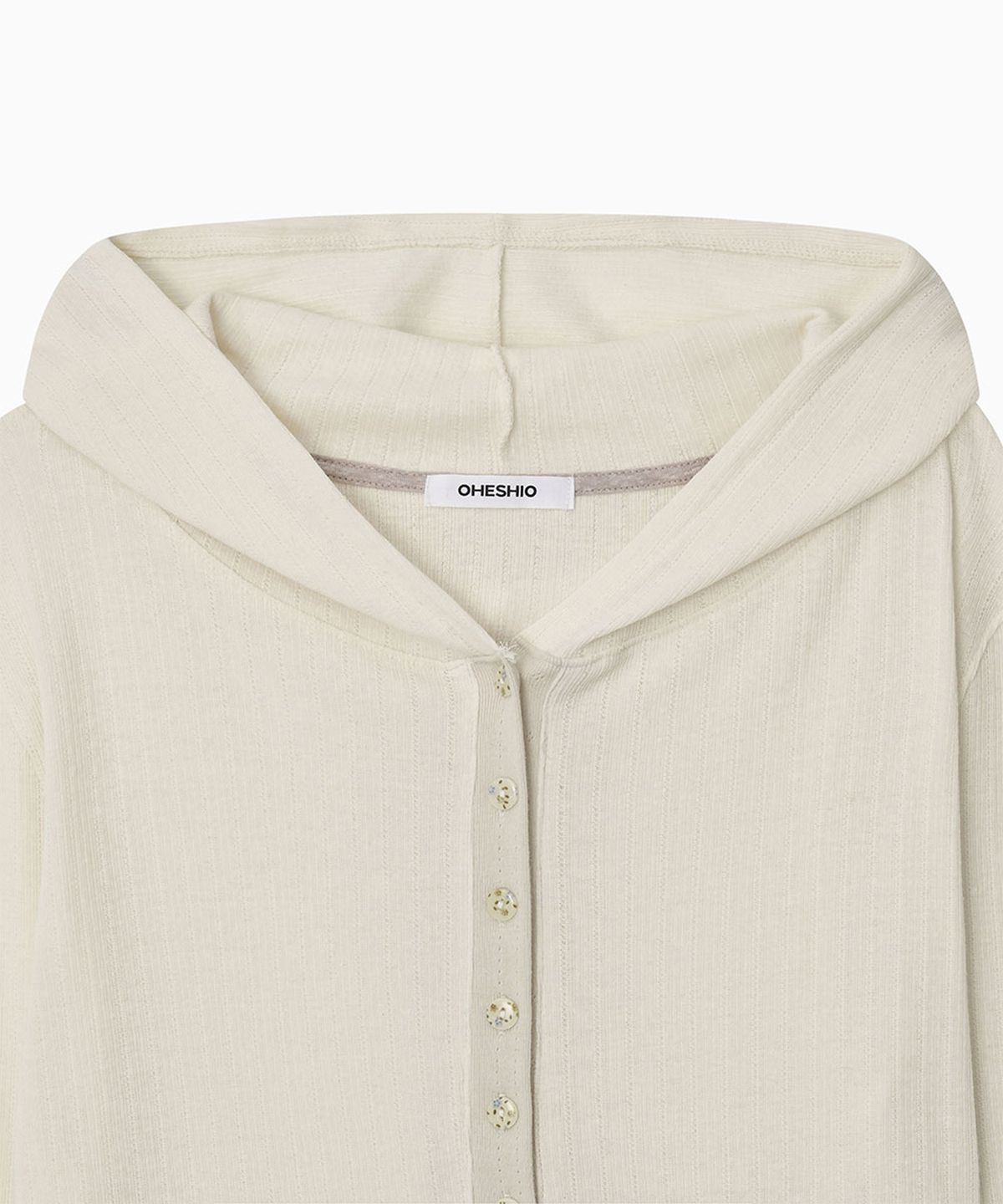 오헤시오(OHESHIO) BUTTON HOODED LONG SLEEVE, IVORY
