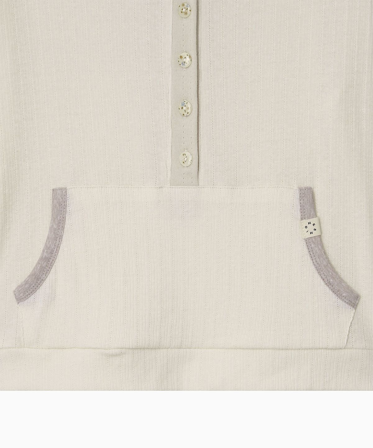 오헤시오(OHESHIO) BUTTON HOODED LONG SLEEVE, IVORY