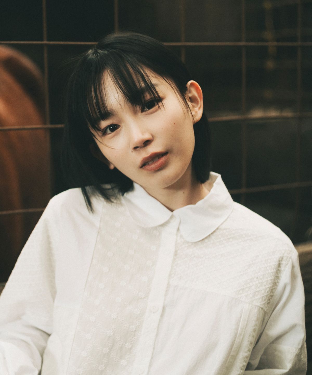 오헤시오(OHESHIO) LACE PATCHWORK PUNCHED SHIRT, WHITE