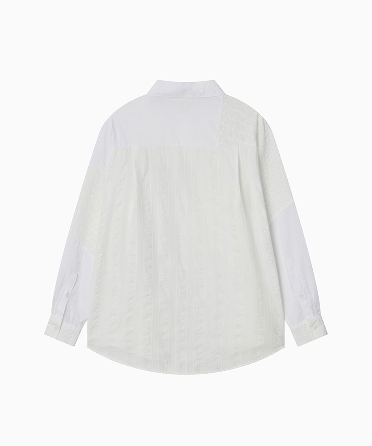 오헤시오(OHESHIO) LACE PATCHWORK PUNCHED SHIRT, WHITE