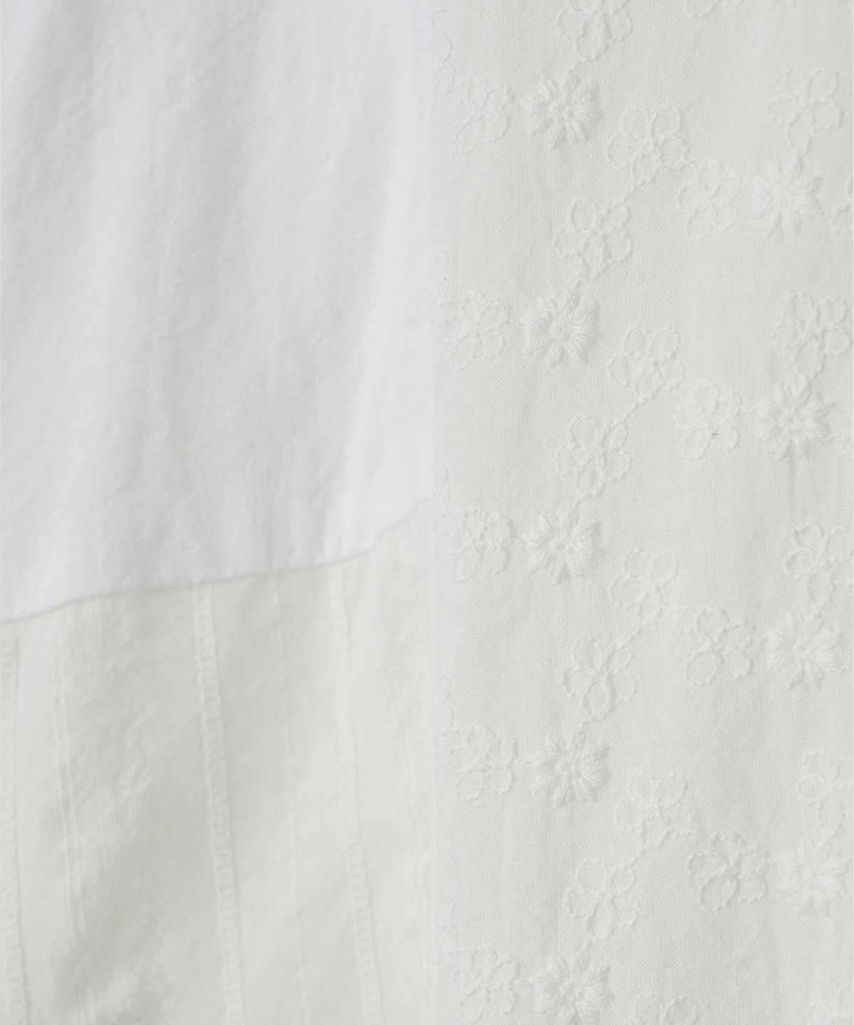 오헤시오(OHESHIO) LACE PATCHWORK PUNCHED SHIRT, WHITE