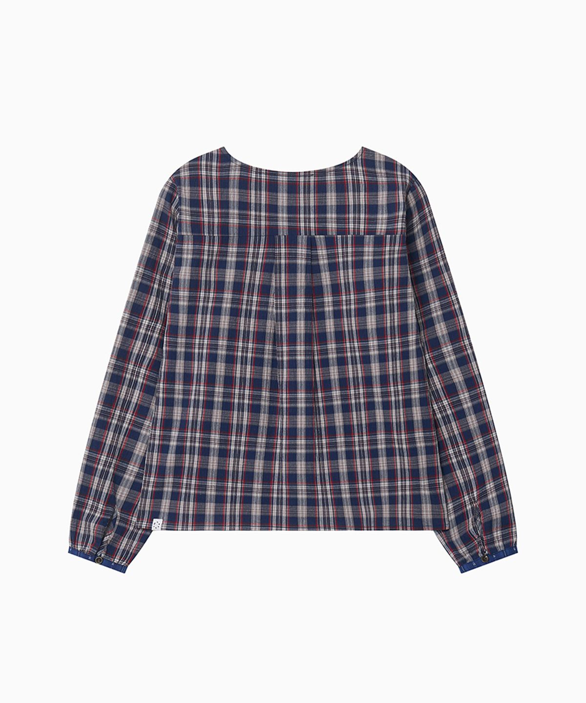 오헤시오(OHESHIO) SMOCKED SHIRRING BLOUSE, NAVY CHECK
