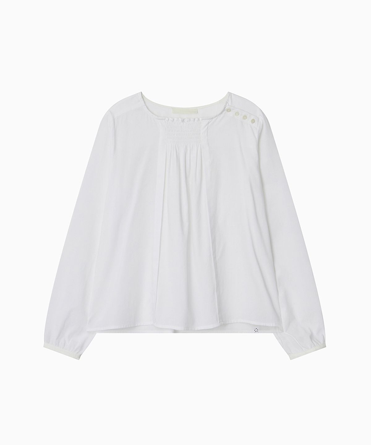 오헤시오(OHESHIO) SMOCKED SHIRRING BLOUSE, WHITE
