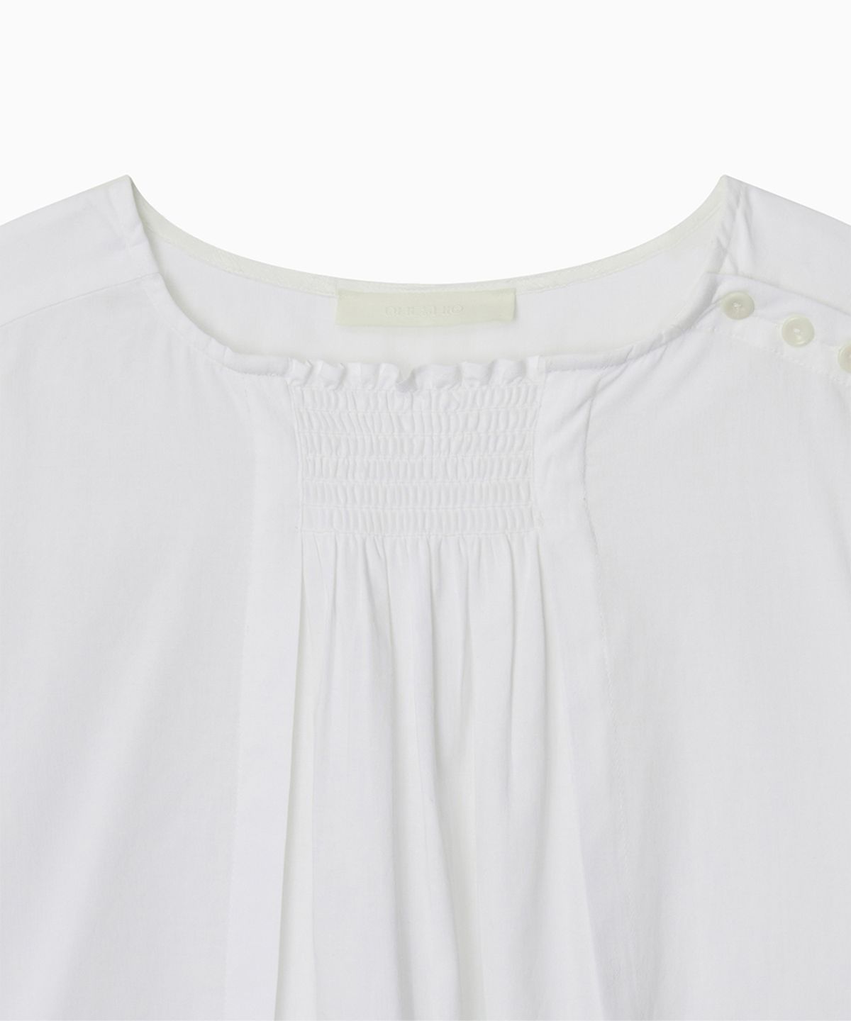 오헤시오(OHESHIO) SMOCKED SHIRRING BLOUSE, WHITE