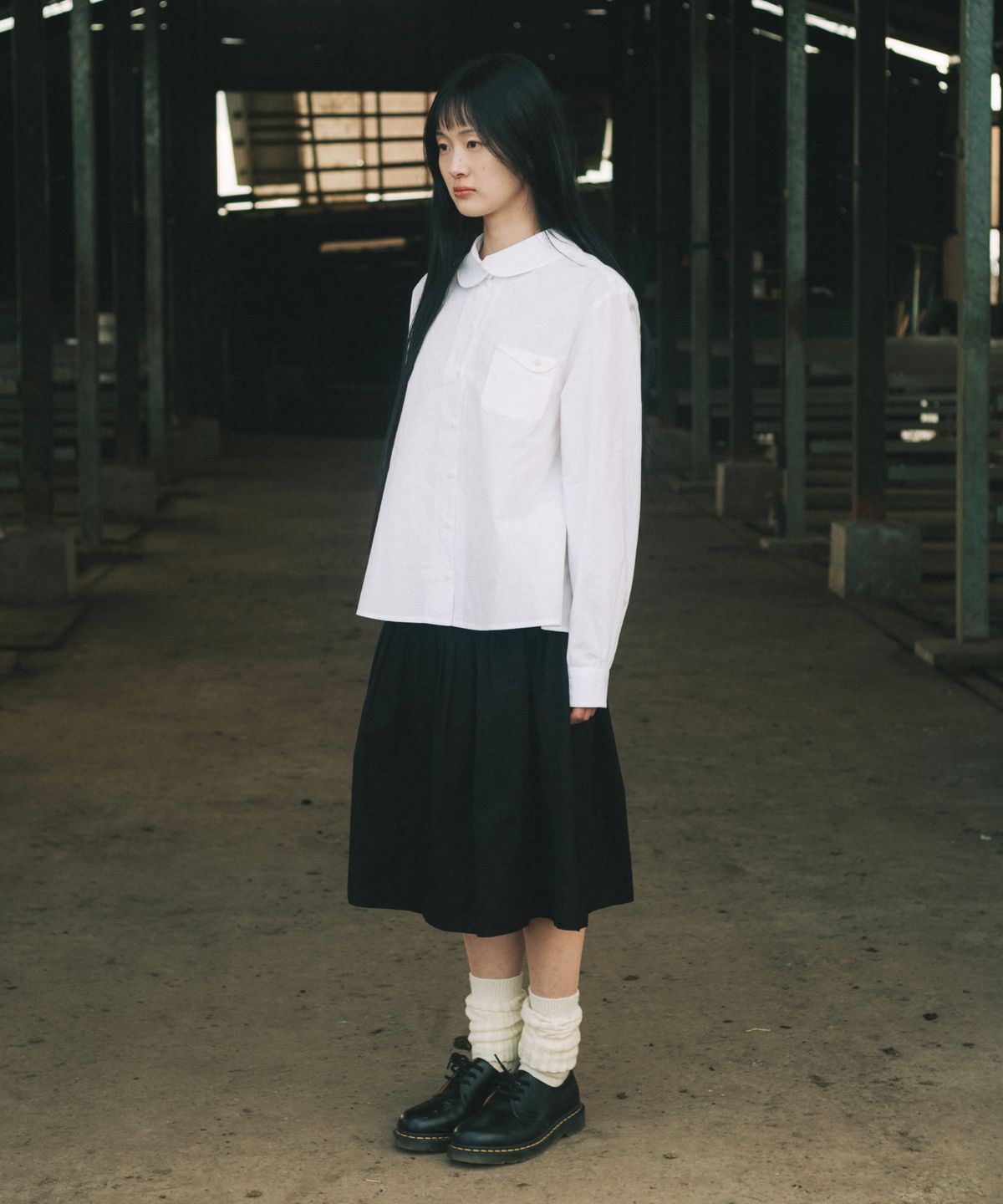 오헤시오(OHESHIO) LAYERED COLLAR POCKET BLOUSE, WHITE