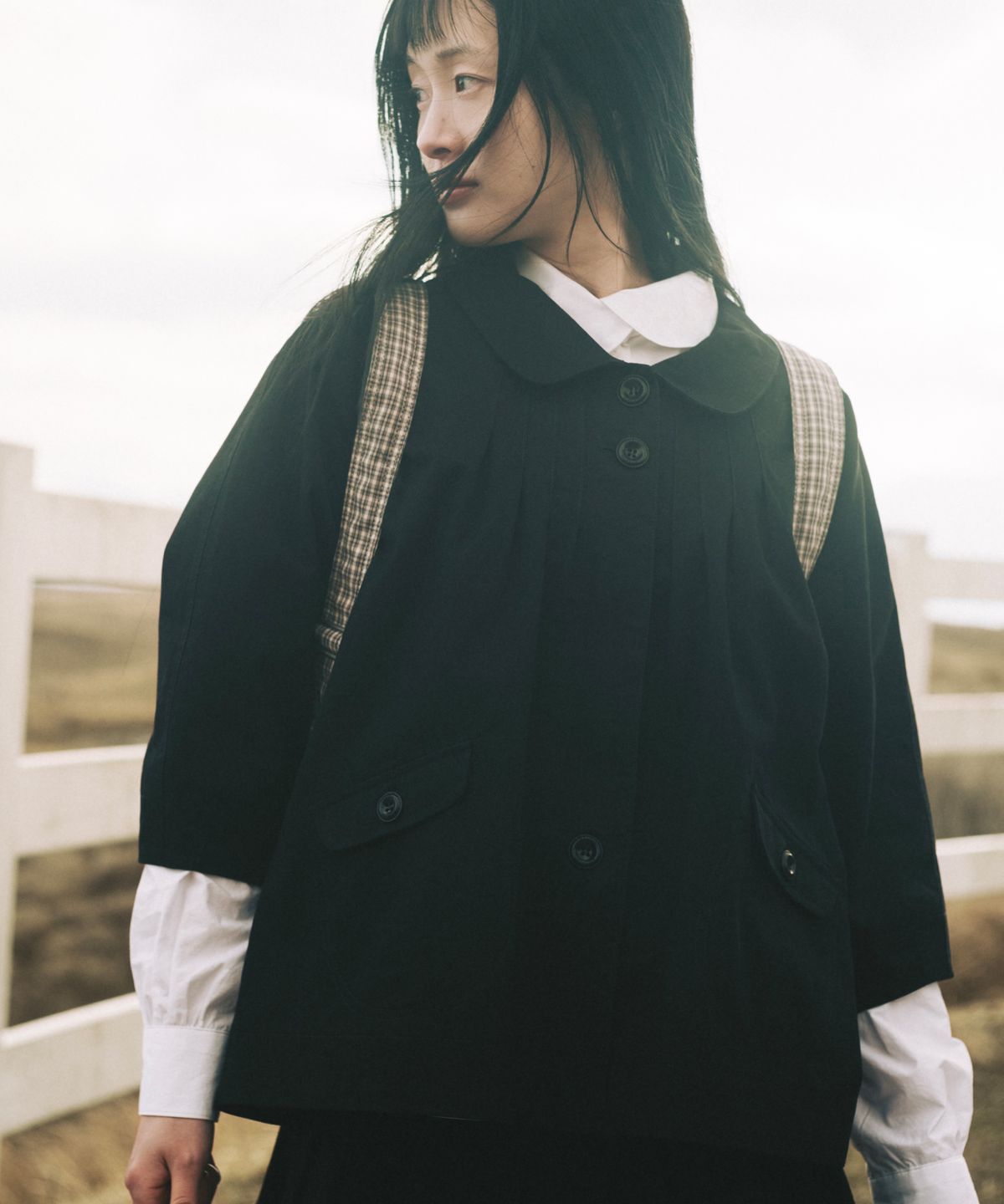 오헤시오(OHESHIO) LAYERED COLLAR POCKET BLOUSE, WHITE
