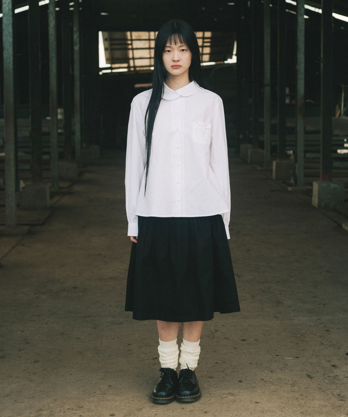 오헤시오(OHESHIO) LAYERED COLLAR POCKET BLOUSE, WHITE