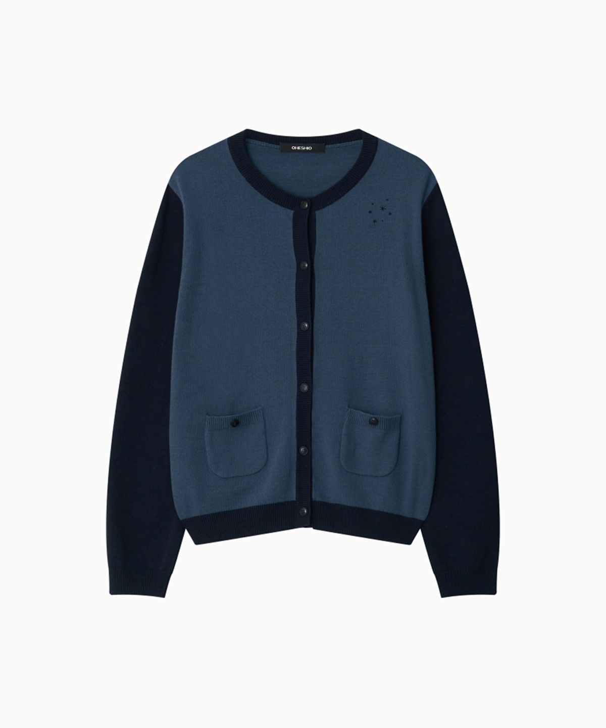 오헤시오(OHESHIO) STAR TWO TONE BUTTON CARDIGAN, BLUE