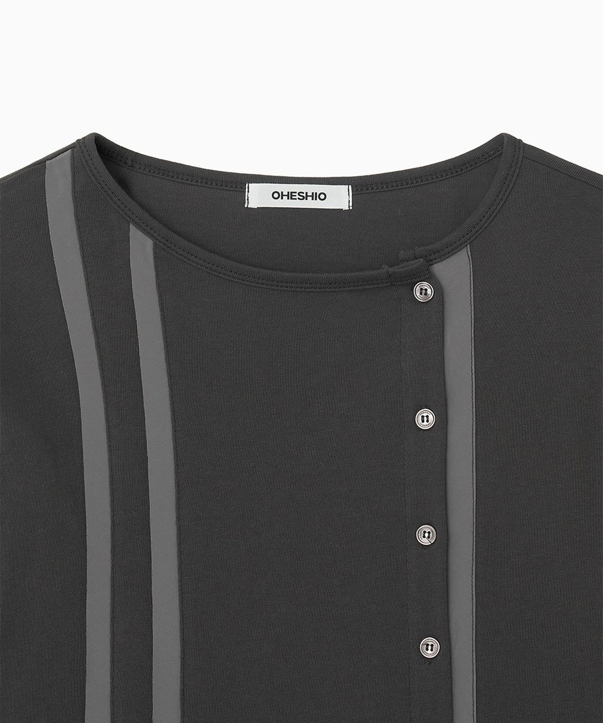 오헤시오(OHESHIO) TWO-TONE LINE POCKET CARDIGAN, CHARCOAL