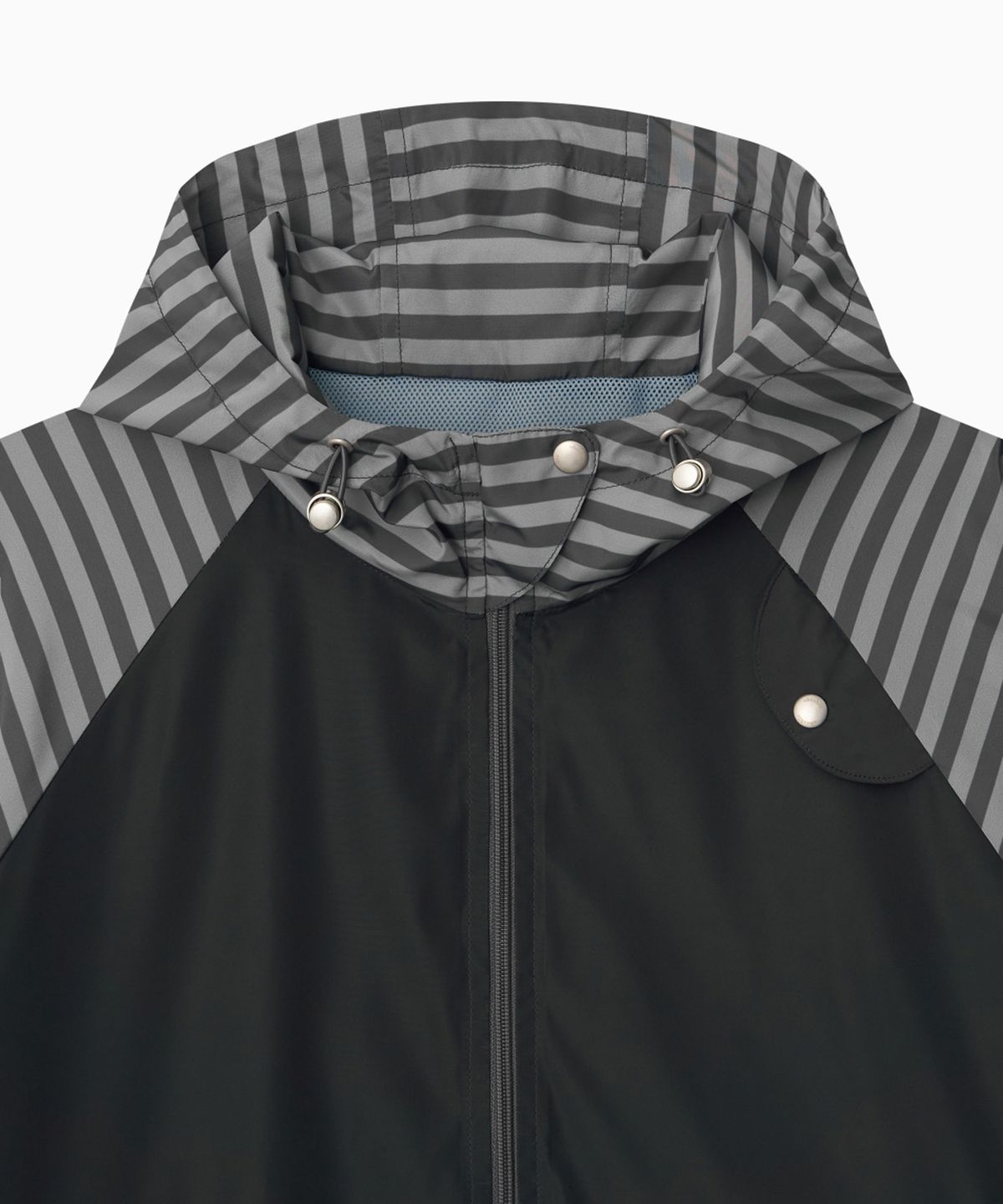 오헤시오(OHESHIO) MIXED PATTERN WINDBREAKER, CHARCOAL STRIPE