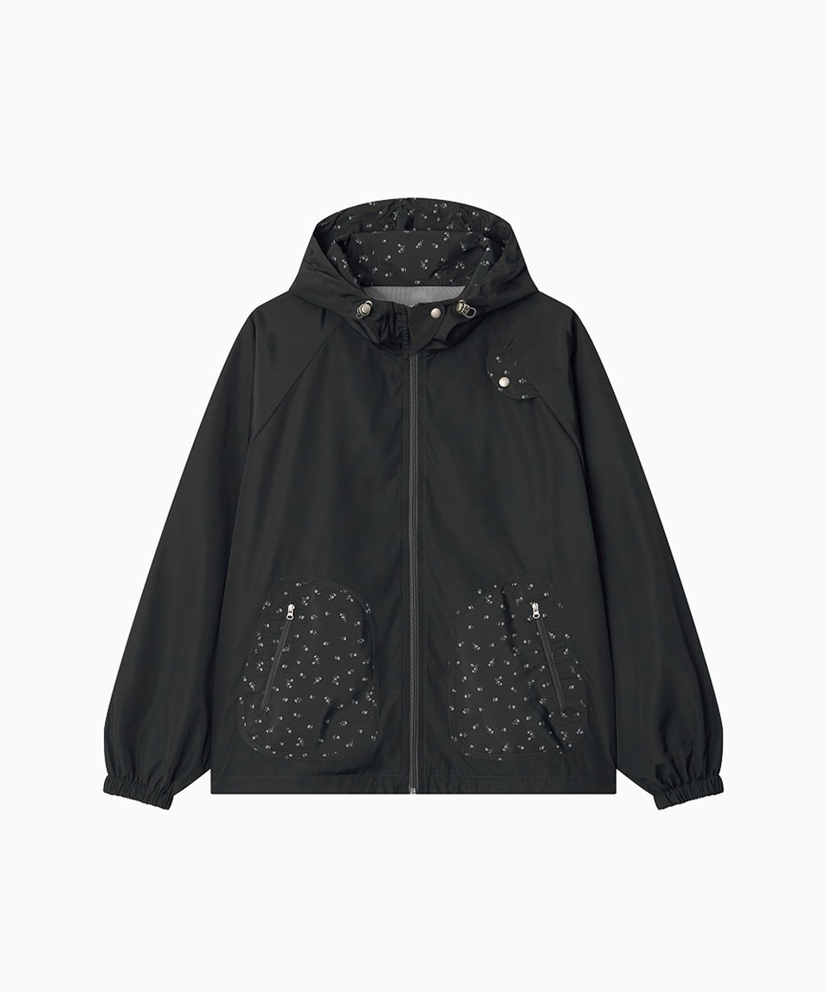 오헤시오(OHESHIO) MIXED PATTERN WINDBREAKER, CHARCOAL FLORAL