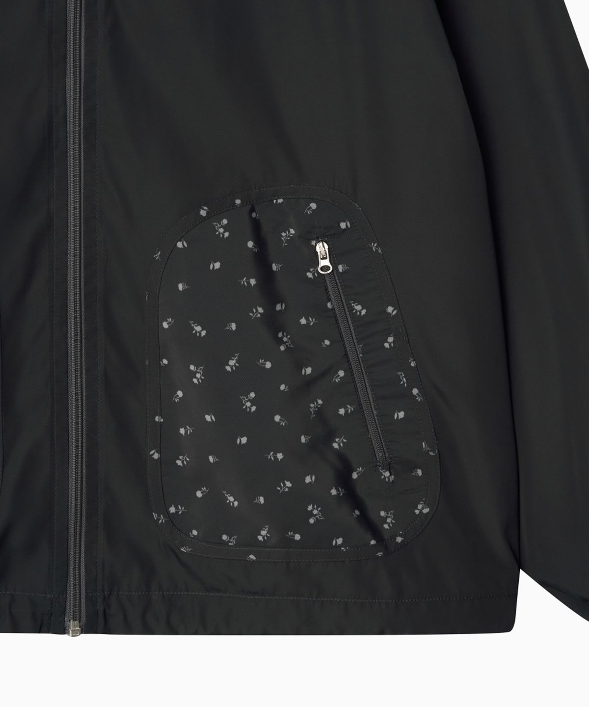 오헤시오(OHESHIO) MIXED PATTERN WINDBREAKER, CHARCOAL FLORAL