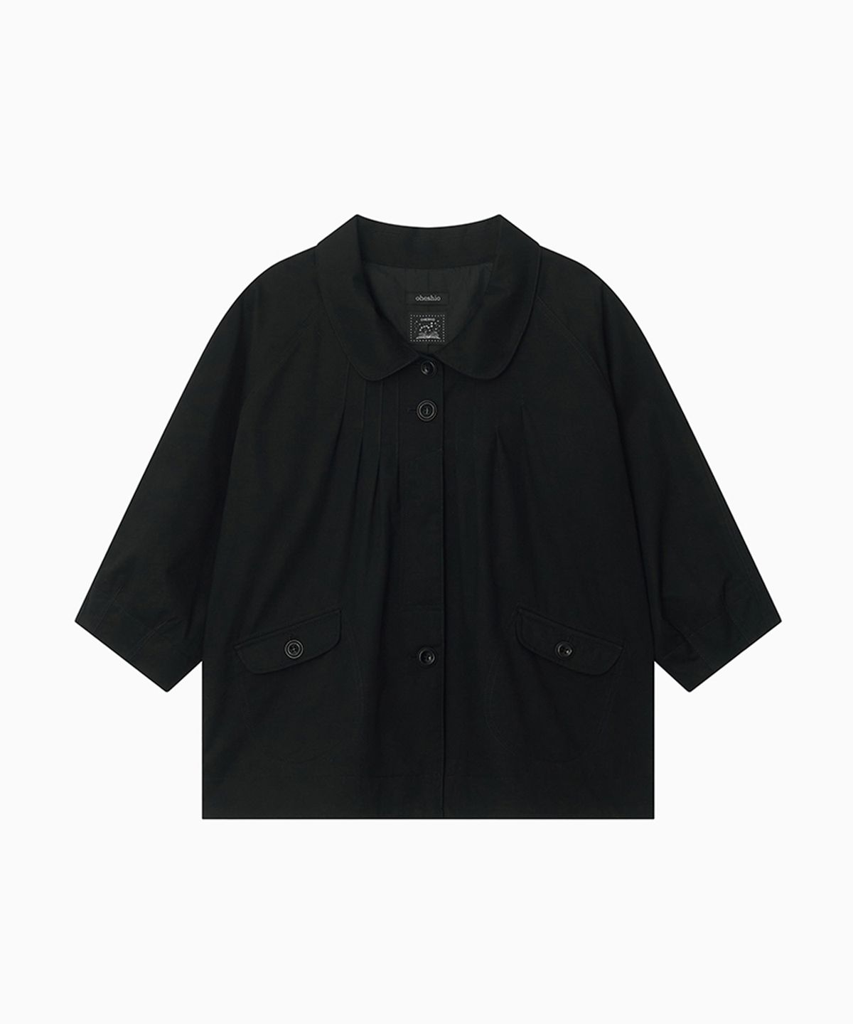 오헤시오(OHESHIO) ROUNDED COLLAR COTTON JACKET, BLACK